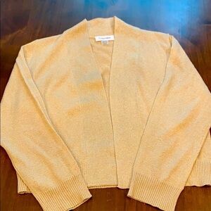 Calvin Klein Sweater Women’s Small Gold 3/4 Sleeves Glitter Fabric Elegant